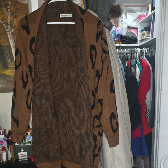 Grace Karin Brown and Black Knit Cardigan - Picture 3 of 5